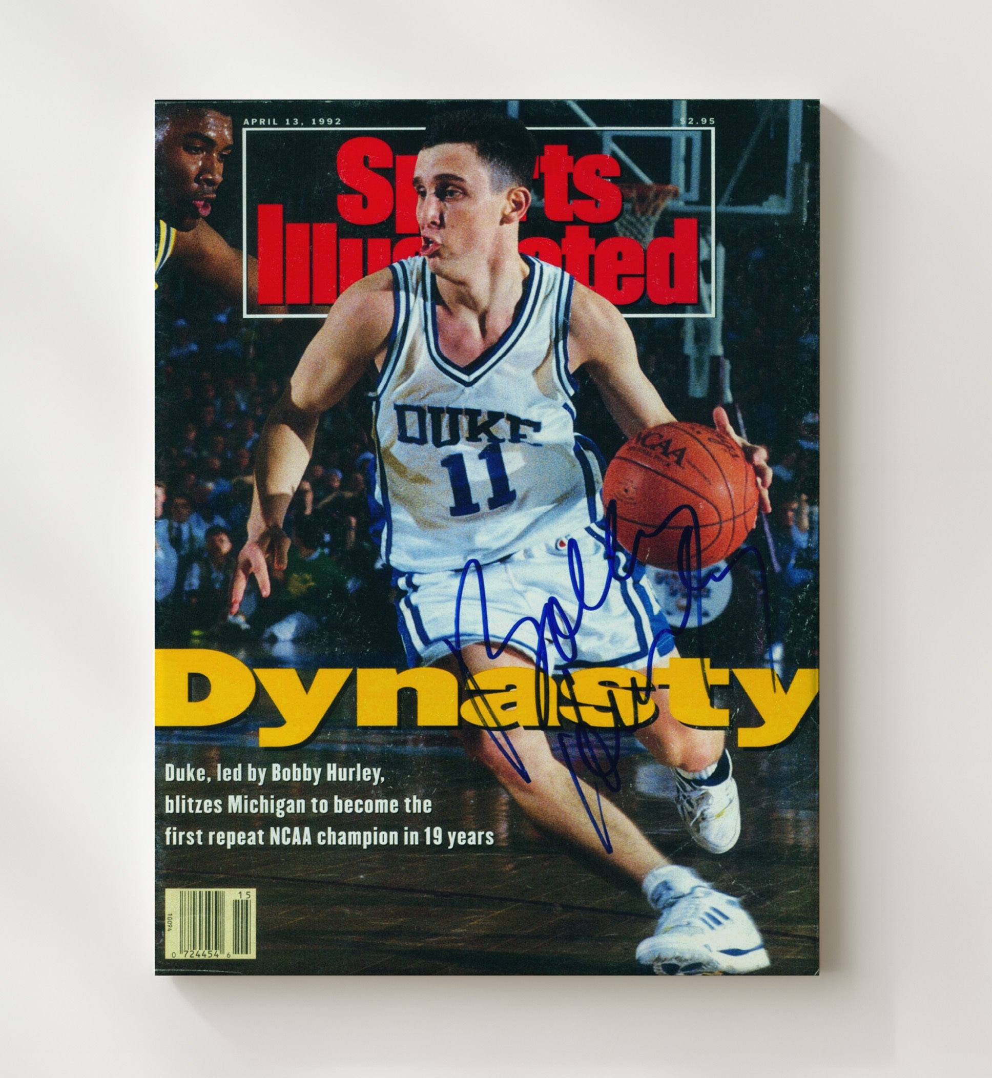 Duke Basketball Bobby Hurley Dynasty Drive SI Cover College Basketball Wall Art 20x24 Canvas college basketball wall art print