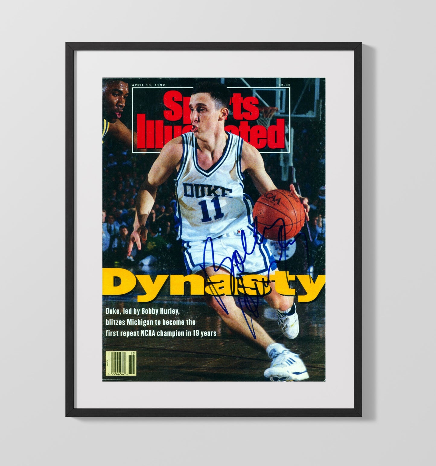 Duke Basketball Bobby Hurley Dynasty Drive SI Cover College Basketball Wall Art 16x20 Gallery Frame college basketball wall art print