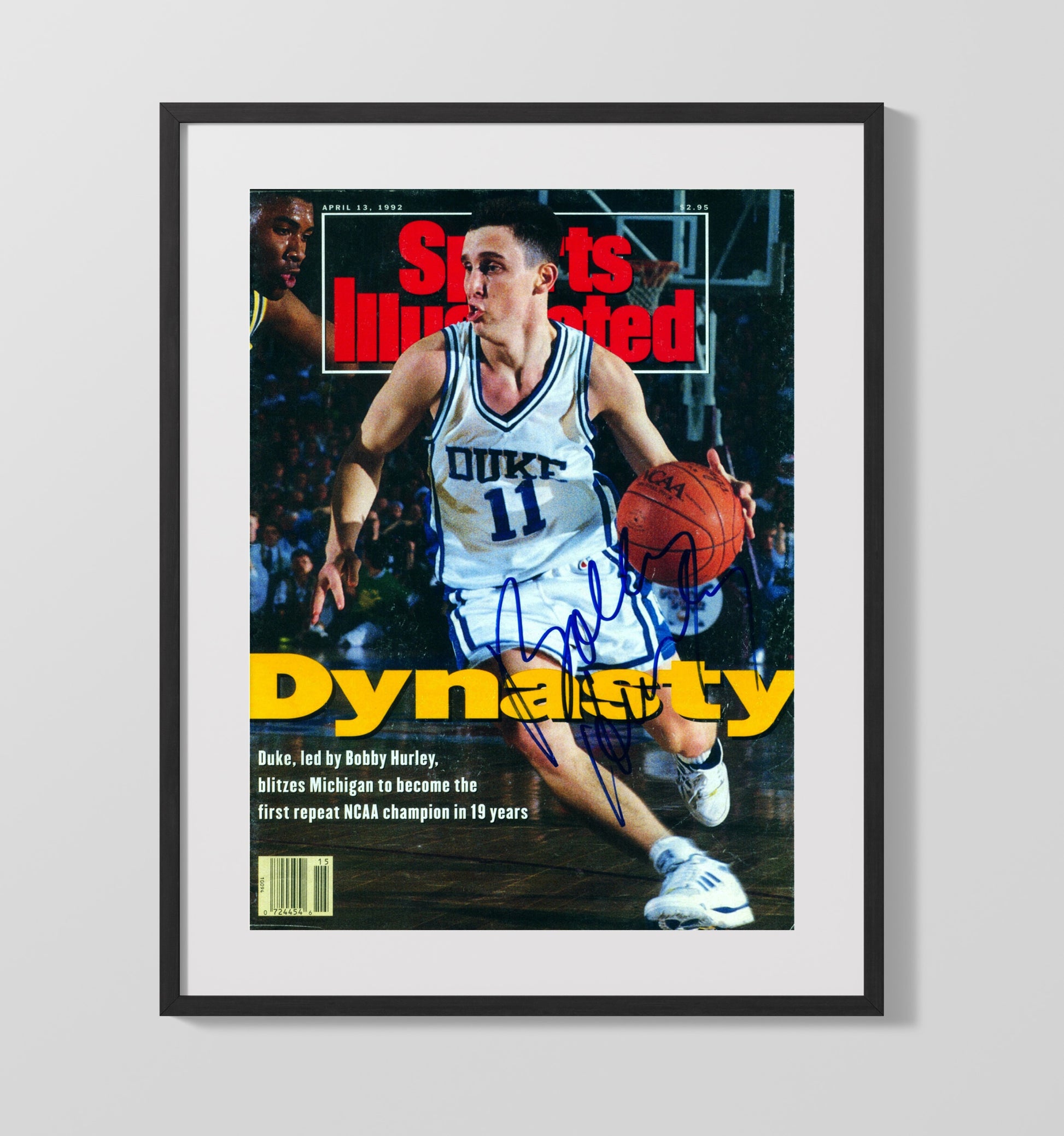 Duke Basketball Bobby Hurley Dynasty Drive SI Cover College Basketball Wall Art 16x20 Gallery Frame college basketball wall art print