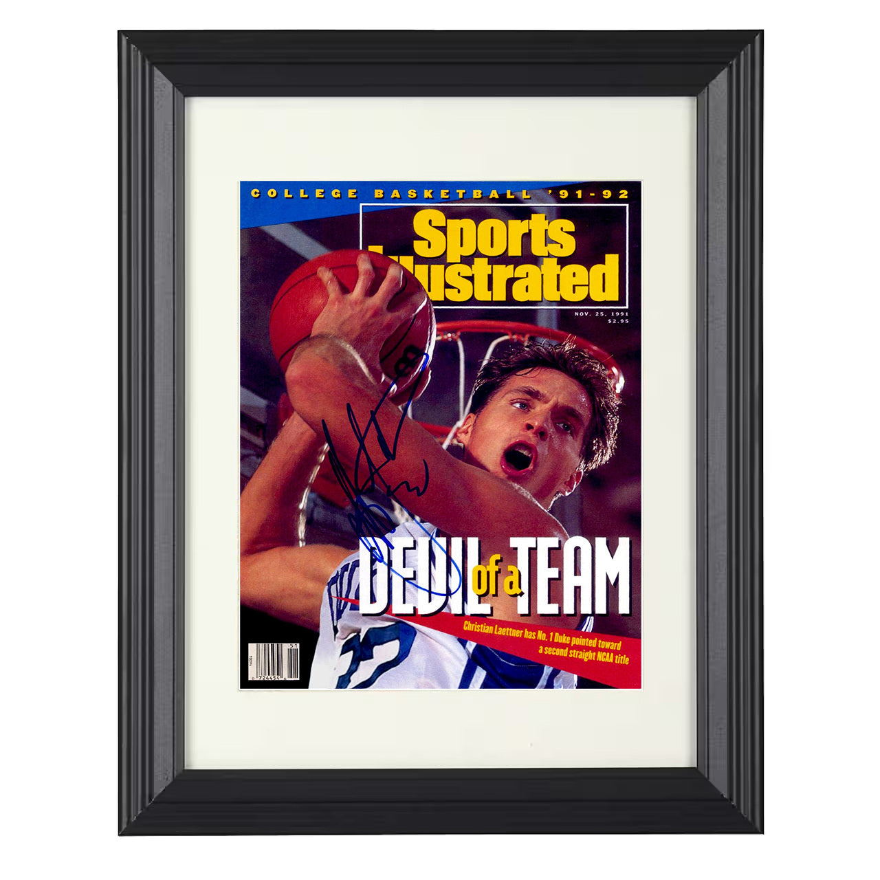 Duke – Christian Laettner Devil of a Team Finish SI – 8x10 black beveled framed college basketball wall art