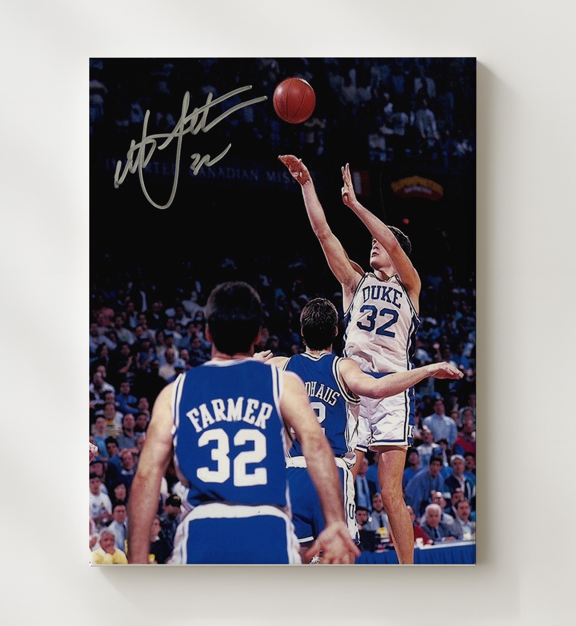 Duke Basketball Christian Laettner The Shot Buzzer Beater College Basketball Wall Art 20x24 Canvas college basketball wall art print