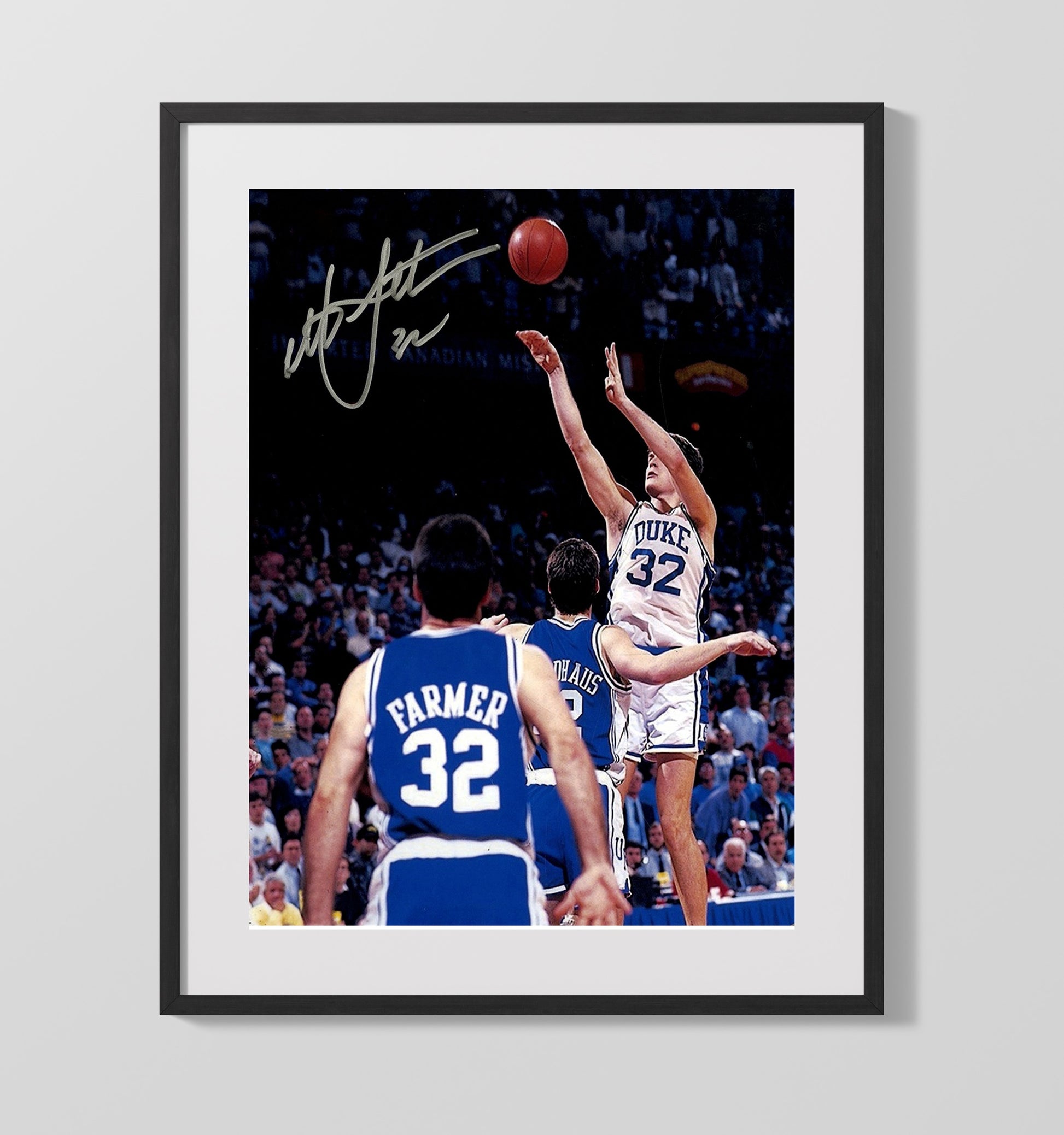 Duke Basketball Christian Laettner The Shot Buzzer Beater College Basketball Wall Art 16x20 Gallery Frame college basketball wall art print