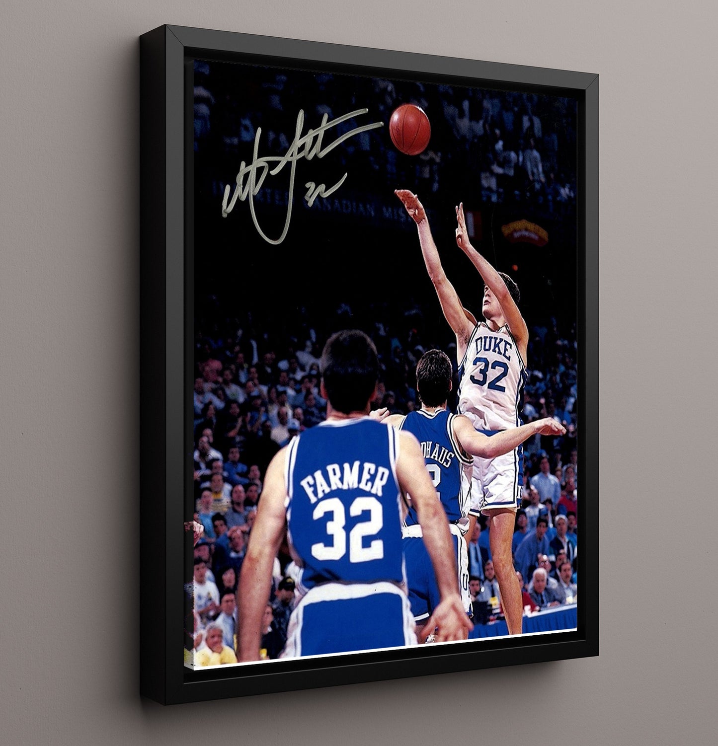 Duke Basketball Christian Laettner The Shot Buzzer Beater College Basketball Wall Art 16x20 Framed Canvas college basketball wall art print