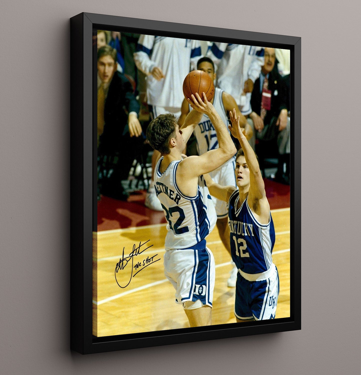 Duke Basketball Christian Laettner The Shot Championship Winner College Basketball Wall Art 16x20 Framed Canvas college basketball wall art print
