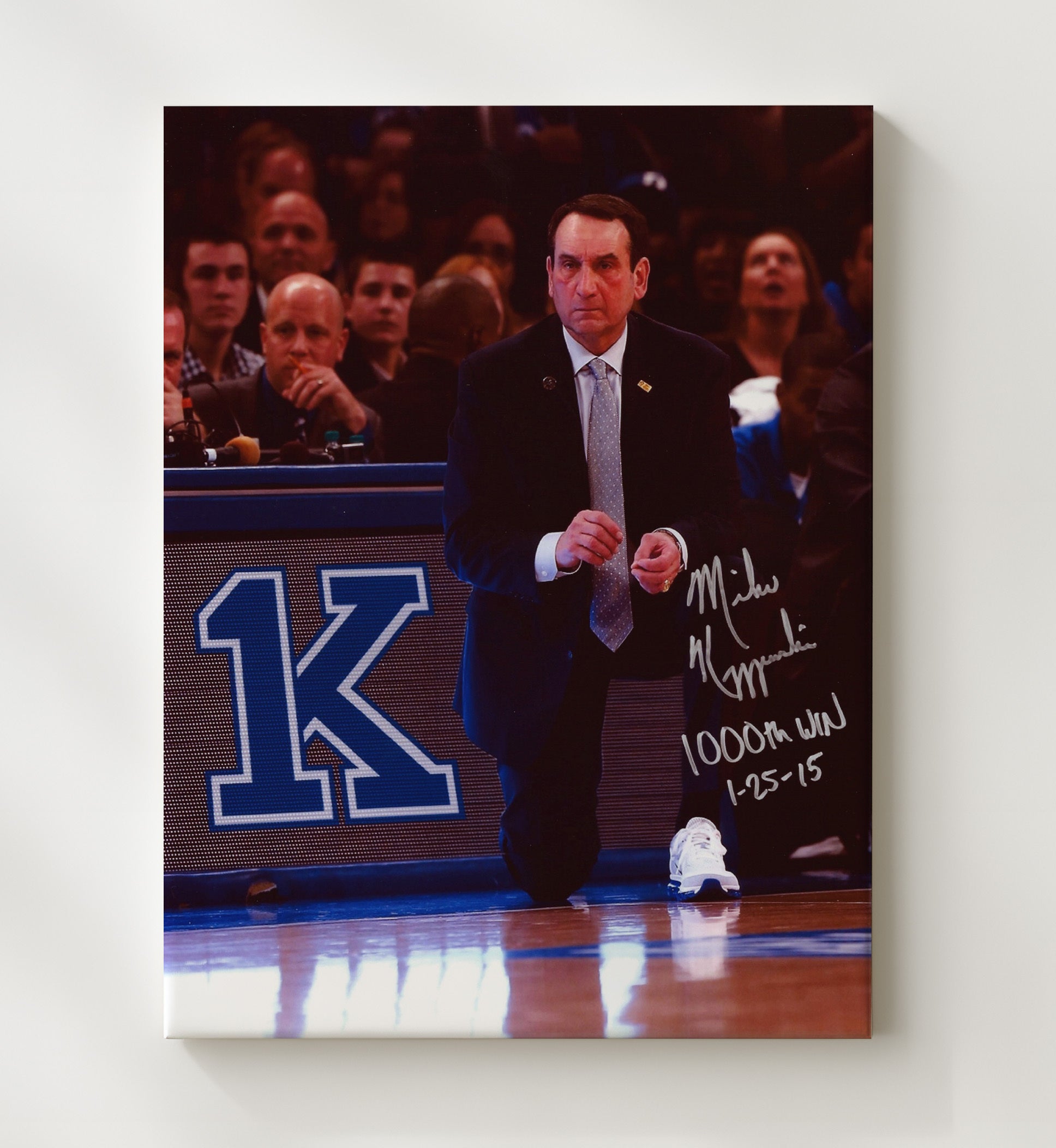 Duke Basketball Coach K 1000th Win Signature Moment College Basketball Wall Art 20x24 Canvas college basketball wall art print