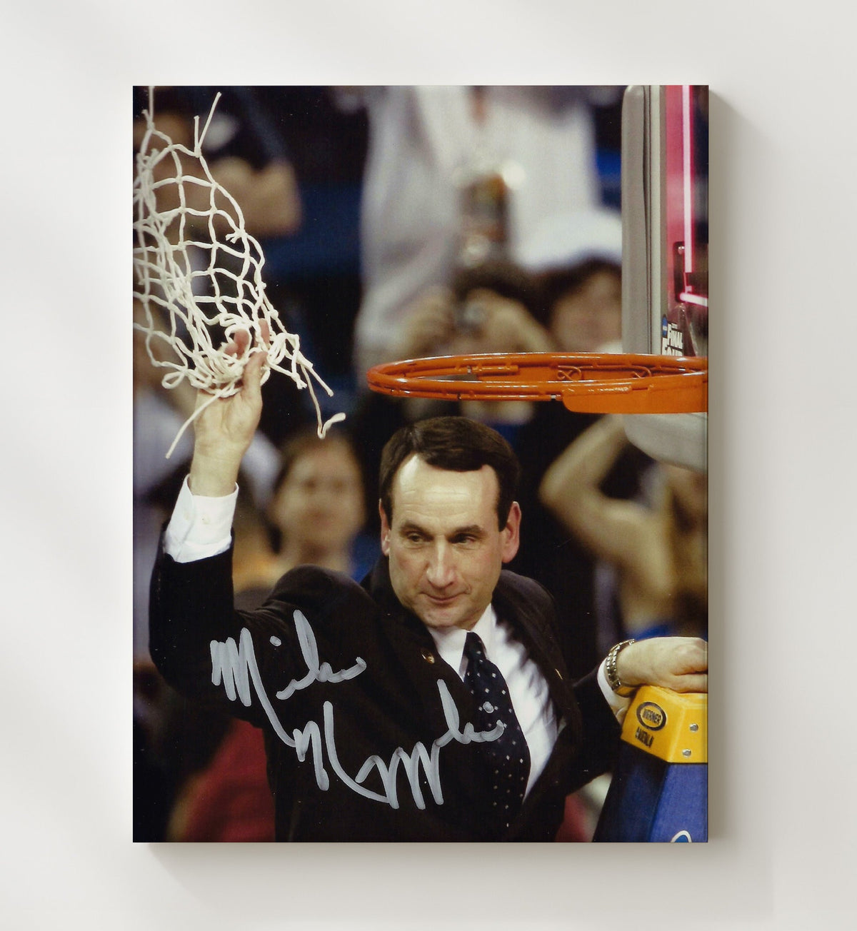 Duke Basketball Coach K Championship Net Cut Celebration 8x10 Canvas college basketball wall art