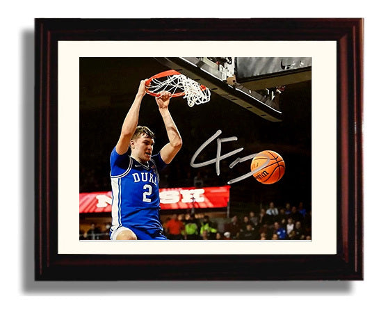 Duke Basketball Cooper Flagg Rim Hang Dunk College Basketball Wall Art 8x10 Beveled Frame college basketball wall art print