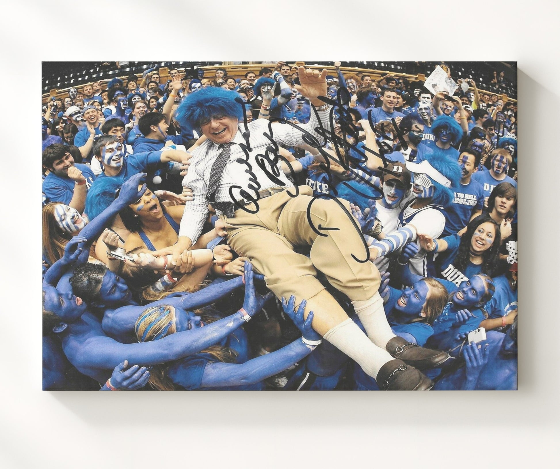 Duke Basketball Dick Vitale Crowd Surf Celebration College Basketball Wall Art 20x24 Canvas college basketball wall art print