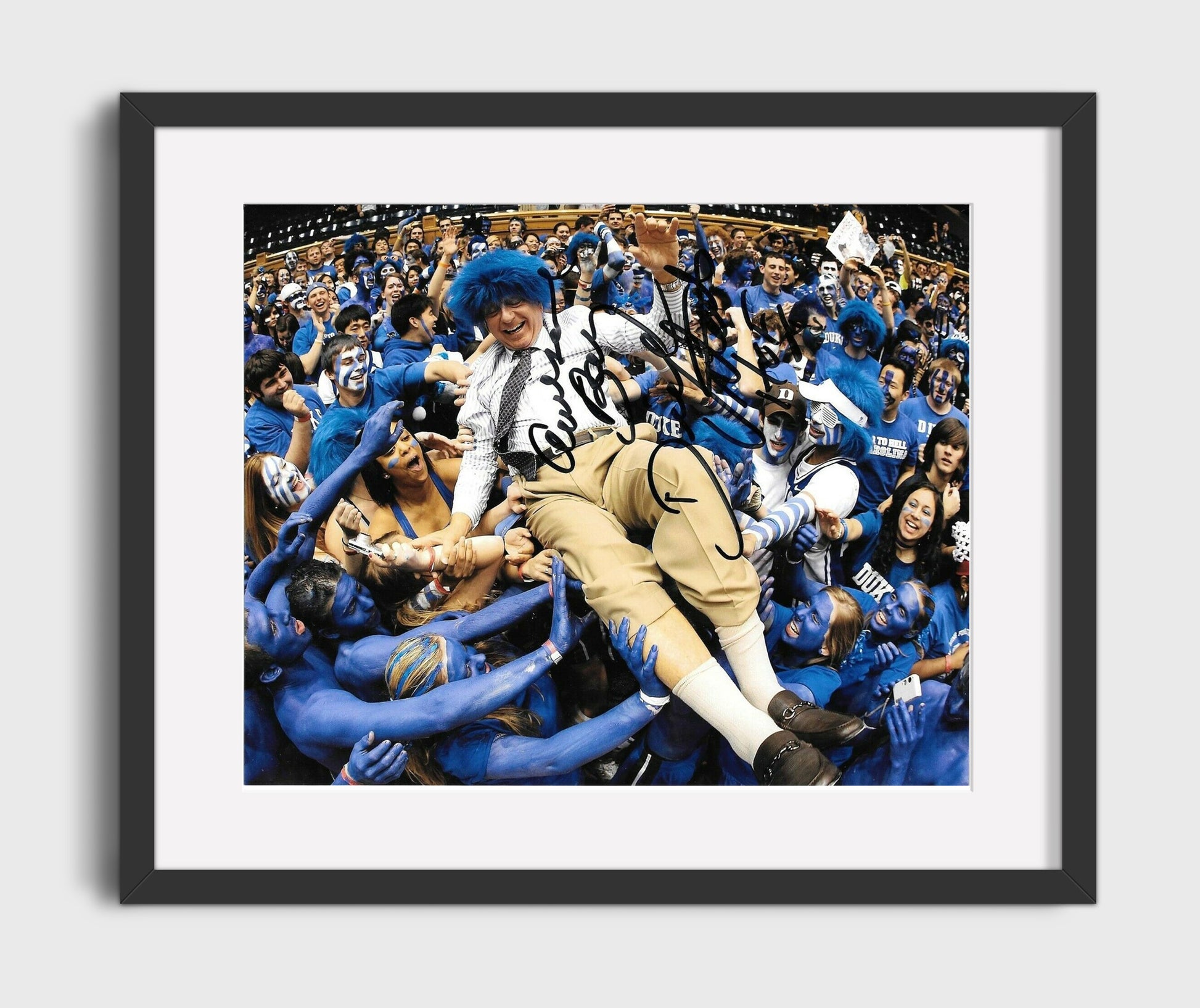 Duke Basketball Dick Vitale Crowd Surf Celebration College Basketball Wall Art 16x20 Gallery Frame college basketball wall art print