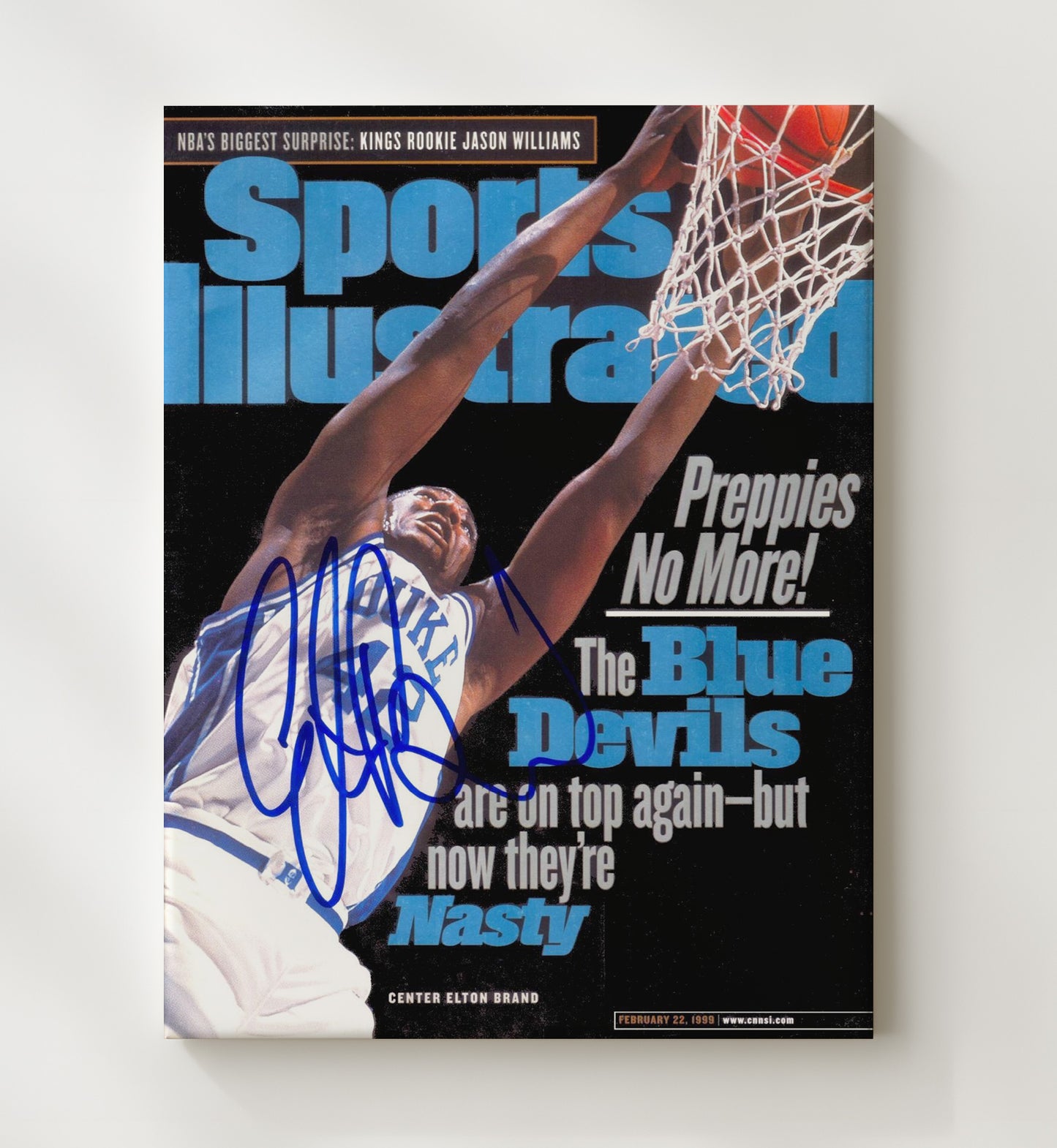 Duke Basketball Elton Brand Power Dunk SI Cover College Basketball Wall Art 20x24 Canvas college basketball wall art print