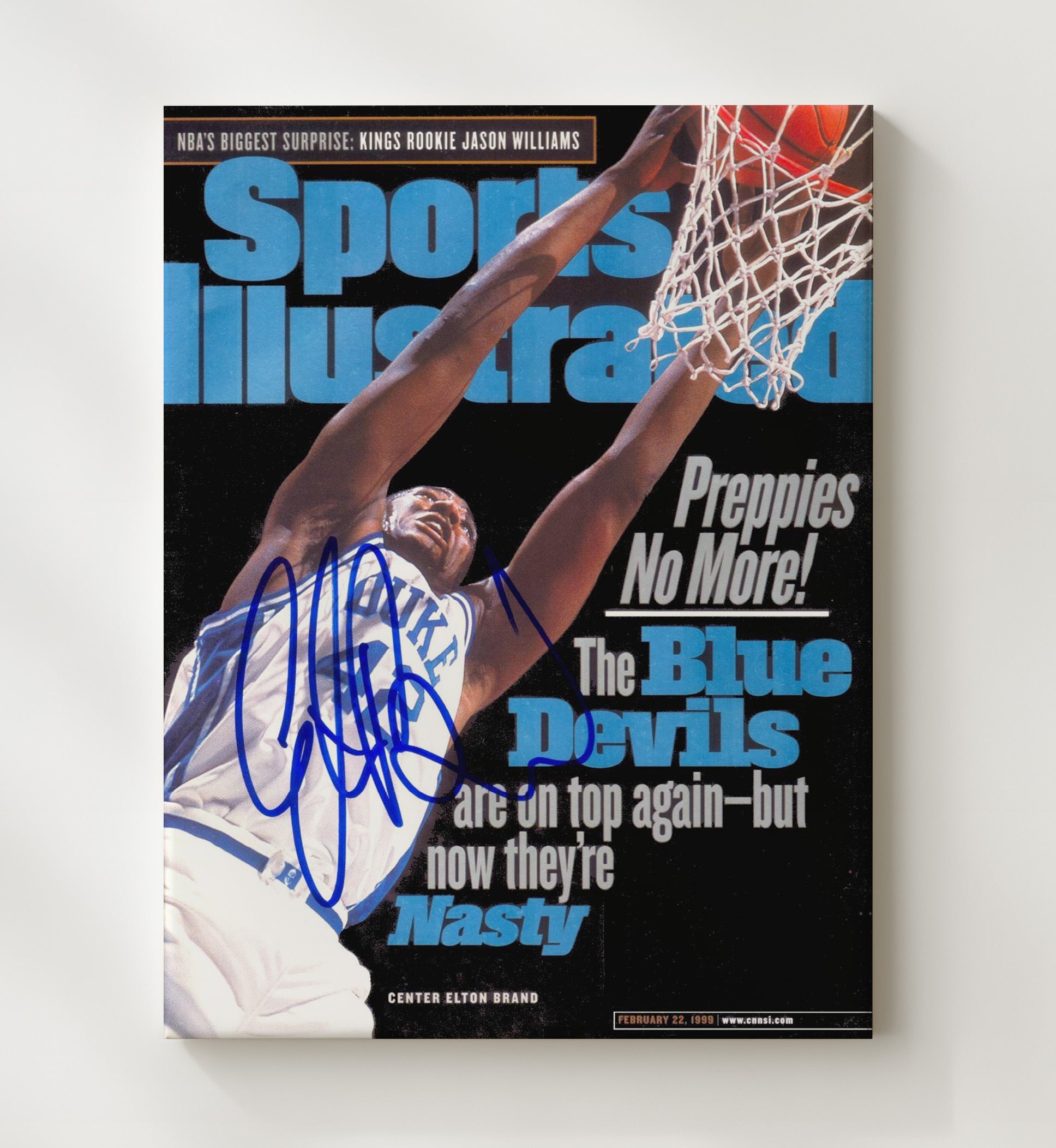 Duke Basketball Elton Brand Power Dunk SI Cover College Basketball Wall Art 20x24 Canvas college basketball wall art print