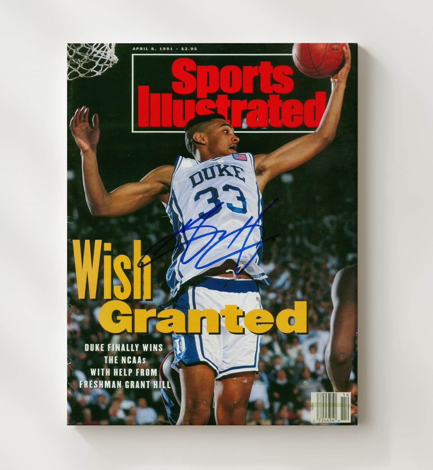 Duke Basketball Grant Hill Wish Granted Finish SI Cover College Basketball Wall Art 20x24 Canvas college basketball wall art print