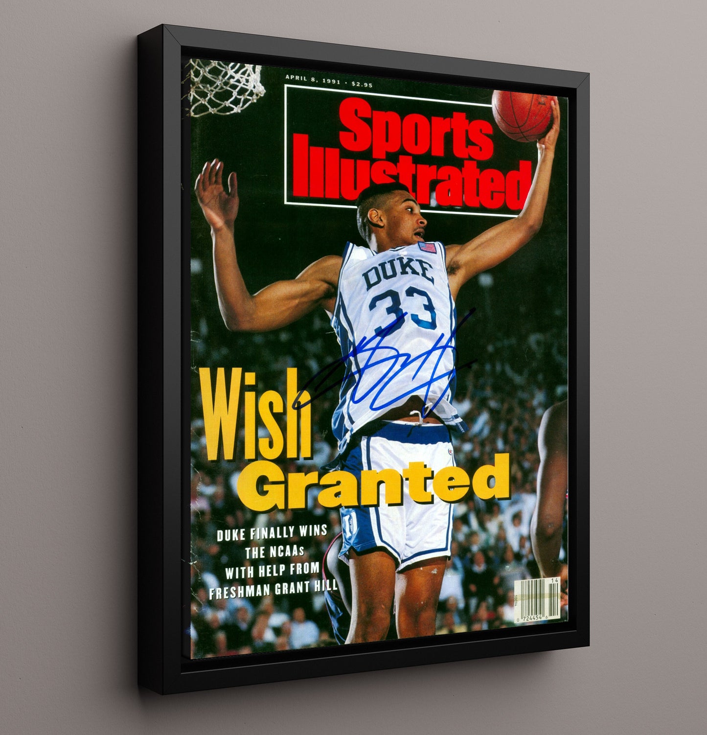 Duke Basketball Grant Hill Wish Granted Finish SI Cover College Basketball Wall Art 16x20 Framed Canvas college basketball wall art print