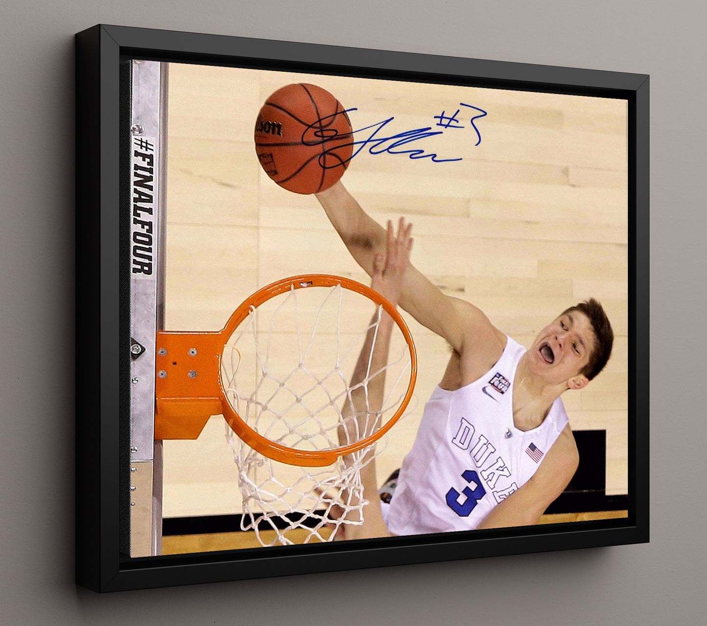 Duke Basketball Grayson Allen Fast Break Flight College Basketball Wall Art 16x20 Framed Canvas college basketball wall art print