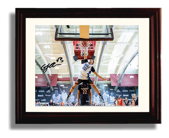 Duke Basketball Grayson Allen Mid Air Dunk College Basketball Wall Art 8x10 Beveled Frame college basketball wall art print