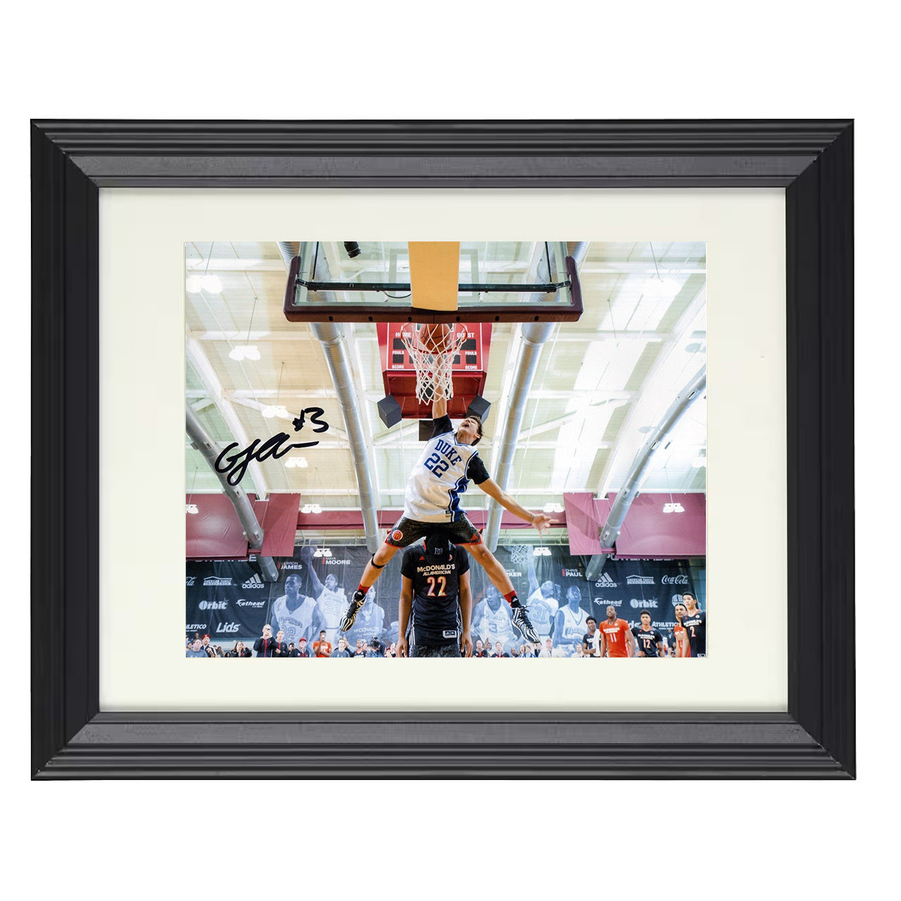 Duke – Grayson Allen Mid Air Dunk – 8x10 black beveled framed college basketball wall art