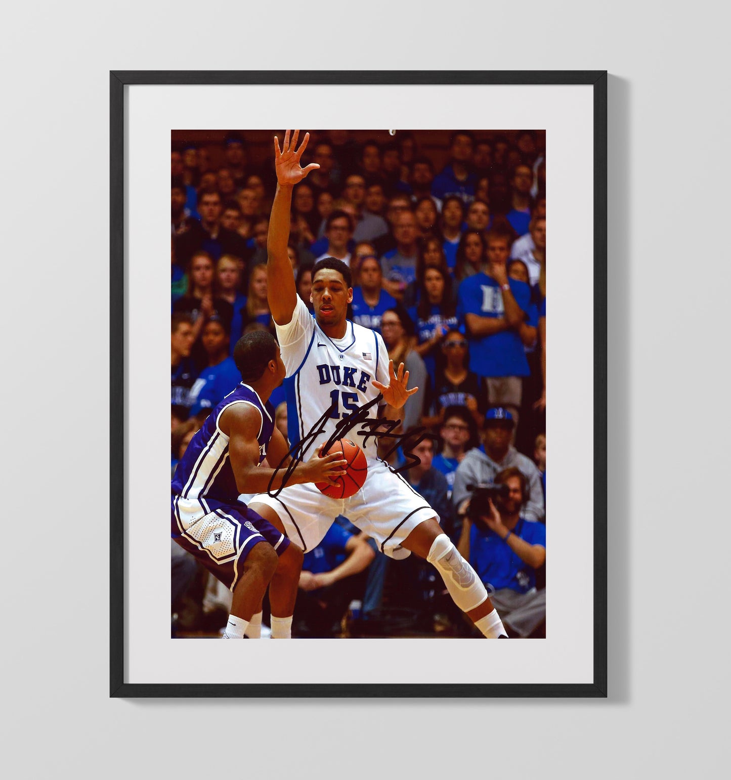 Duke Basketball Jahlil Okafor Paint Defense Presence College Basketball Wall Art 16x20 Gallery Frame college basketball wall art print