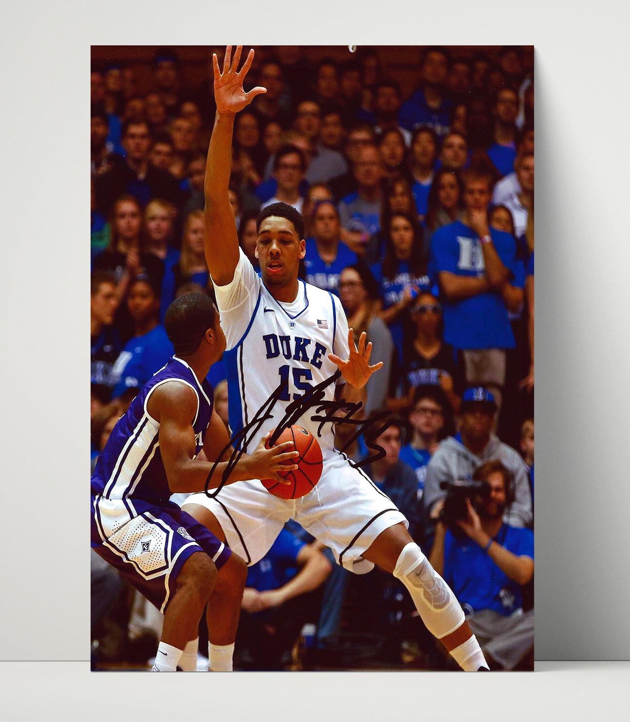 Duke Basketball Jahlil Okafor Paint Defense Presence College Basketball Wall Art 16x20 Unframed Print college basketball wall art print