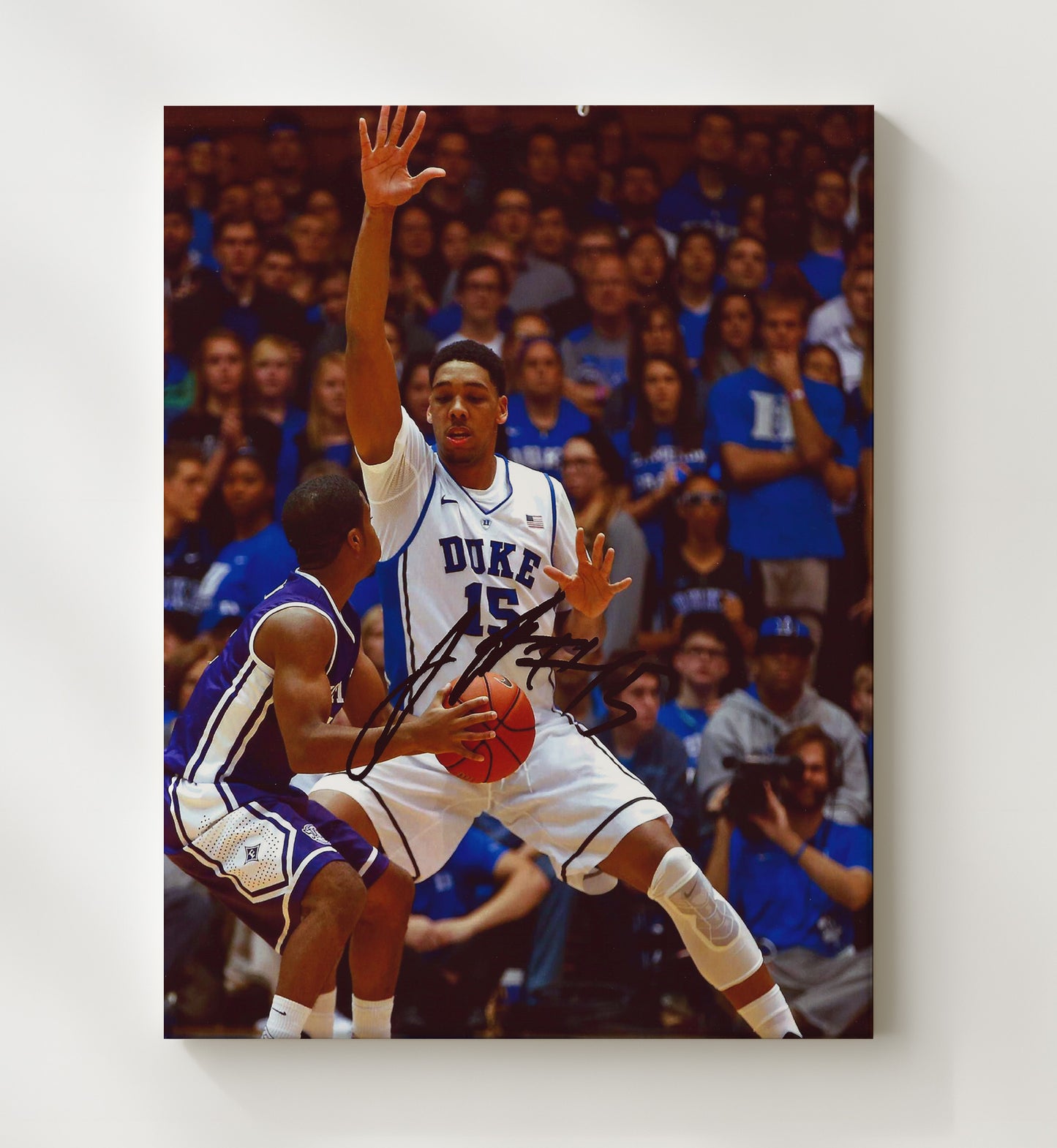 Duke Basketball Jahlil Okafor Paint Defense Presence College Basketball Wall Art 20x24 Canvas college basketball wall art print