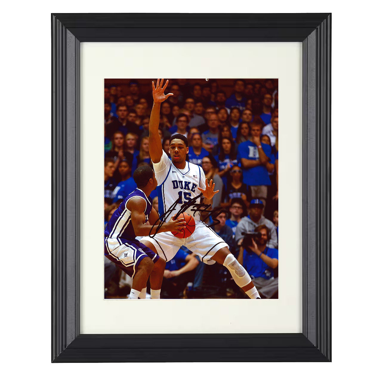 Duke – Jahlil Okafor Paint Defense Presence – 8x10 black beveled framed college basketball wall art