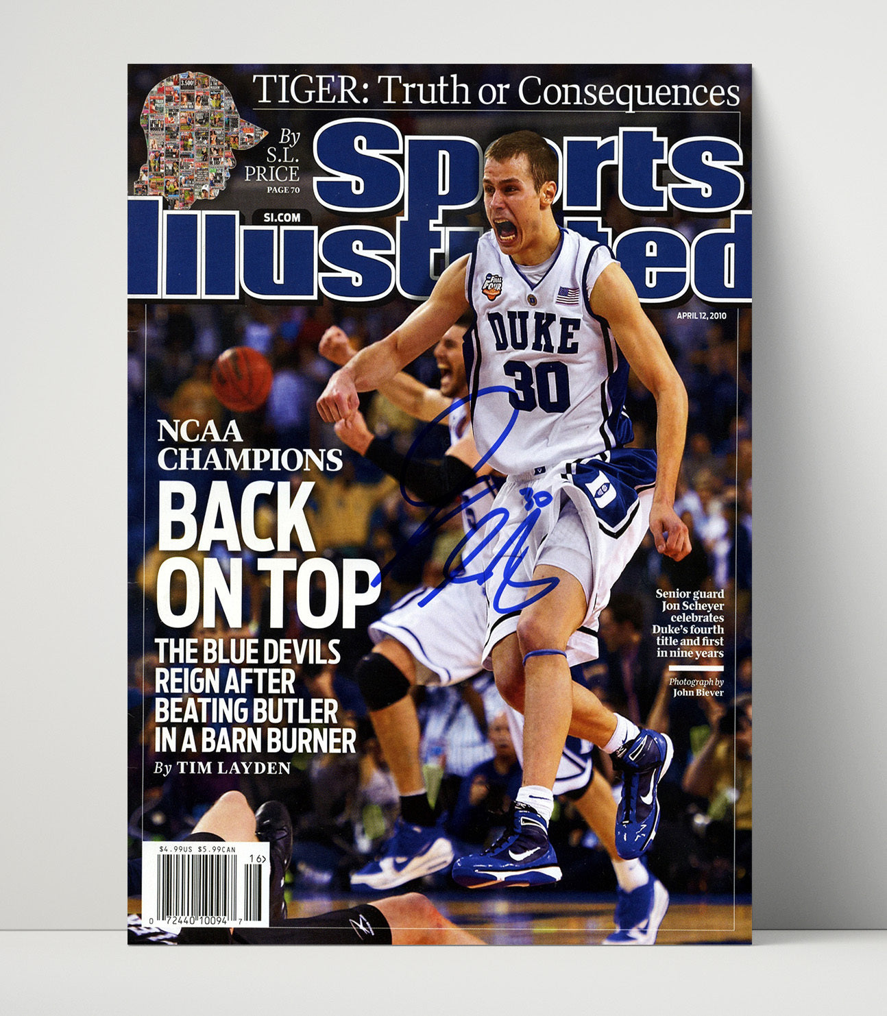 Duke Basketball Jon Scheyer Back on Top Celebration SI Cover 2010 College Basketball Wall Art 16x20 Unframed Print college basketball wall art print