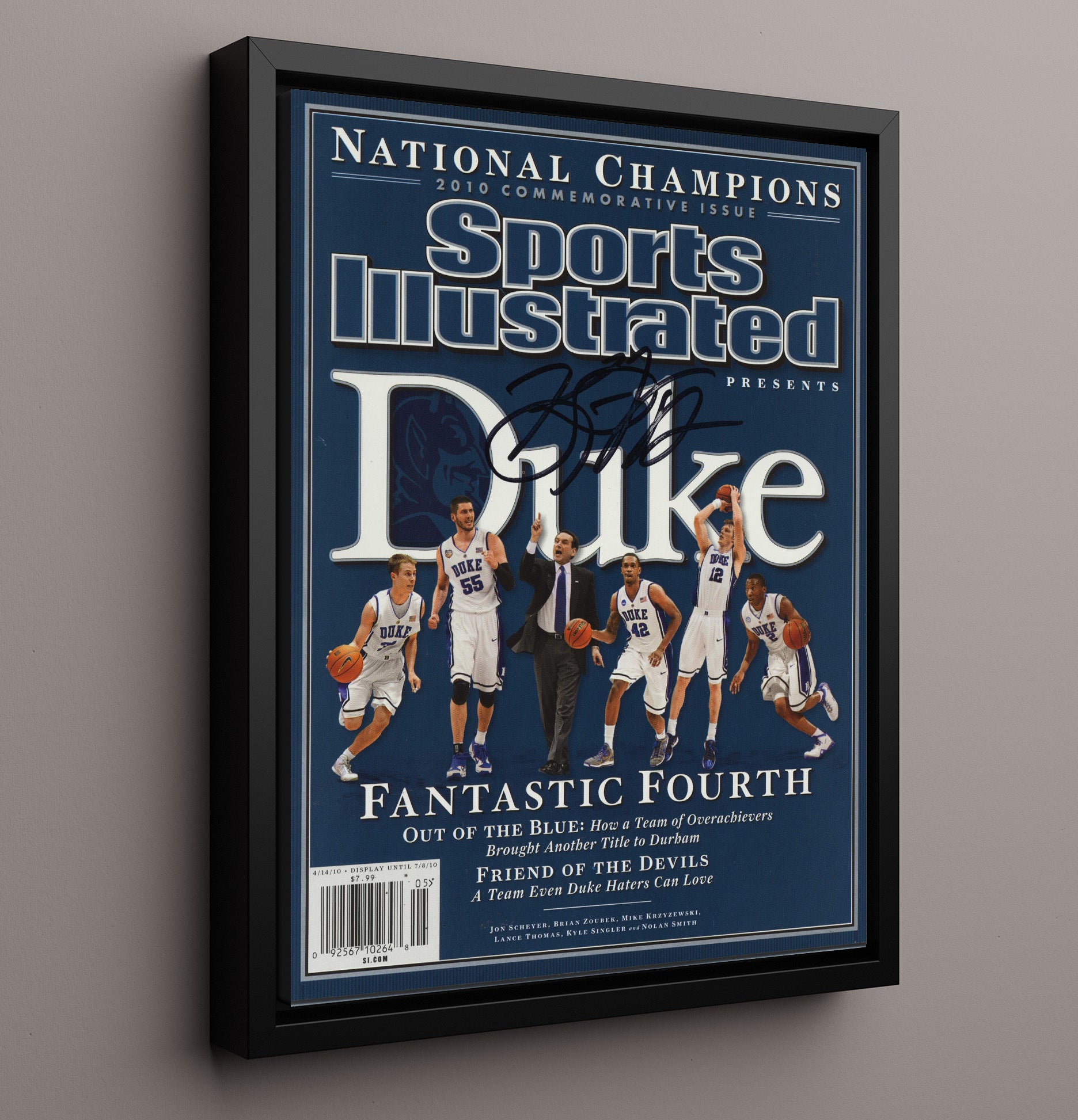 Duke Basketball Jon Scheyer Blue Devils National Championship Fantastic Fourth 2010 SI College Basketball Wall Art 16x20 Framed Canvas college basketball wall art print