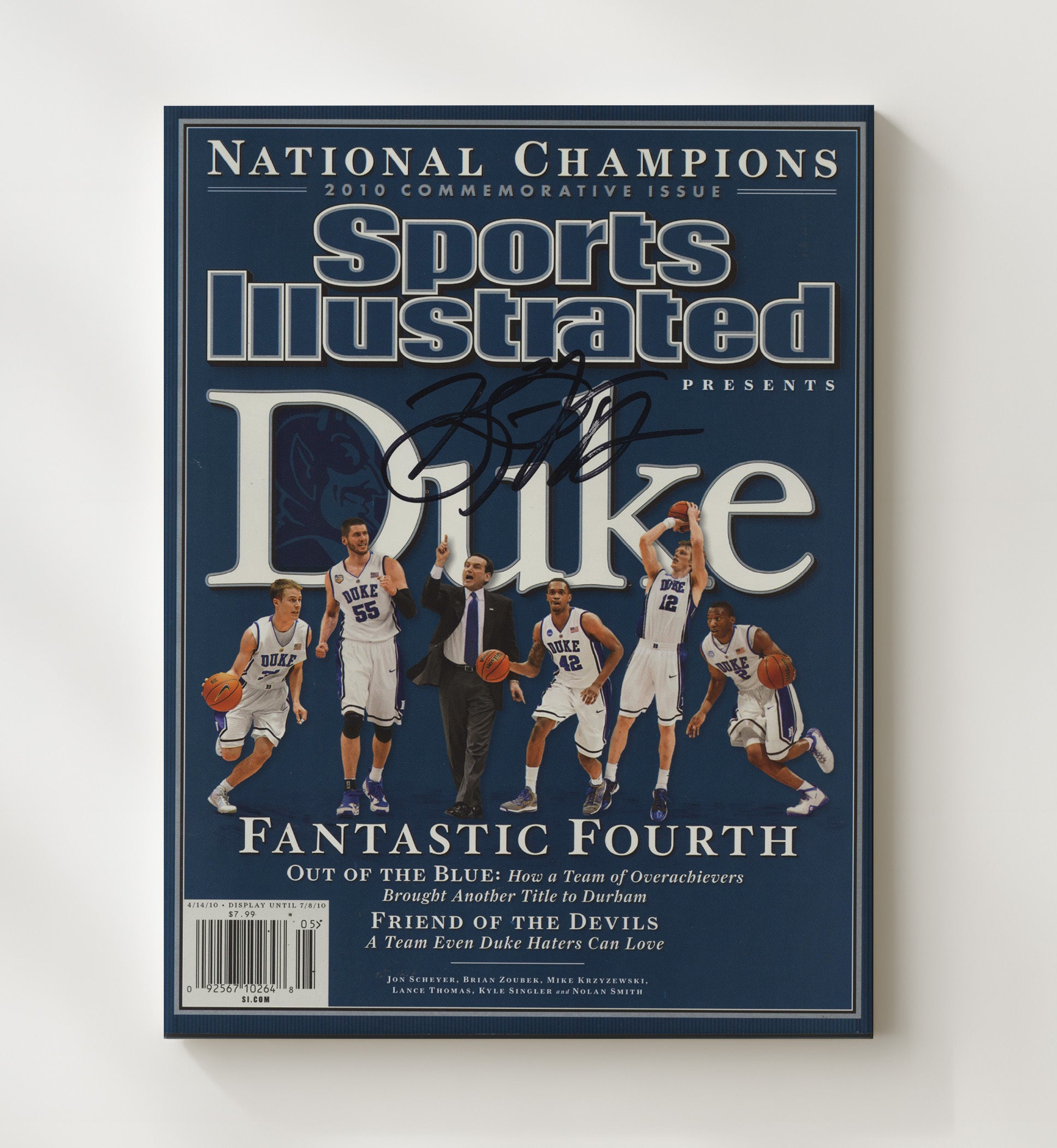 Duke Basketball Jon Scheyer Blue Devils National Championship Fantastic Fourth 2010 SI College Basketball Wall Art 20x24 Canvas college basketball wall art print