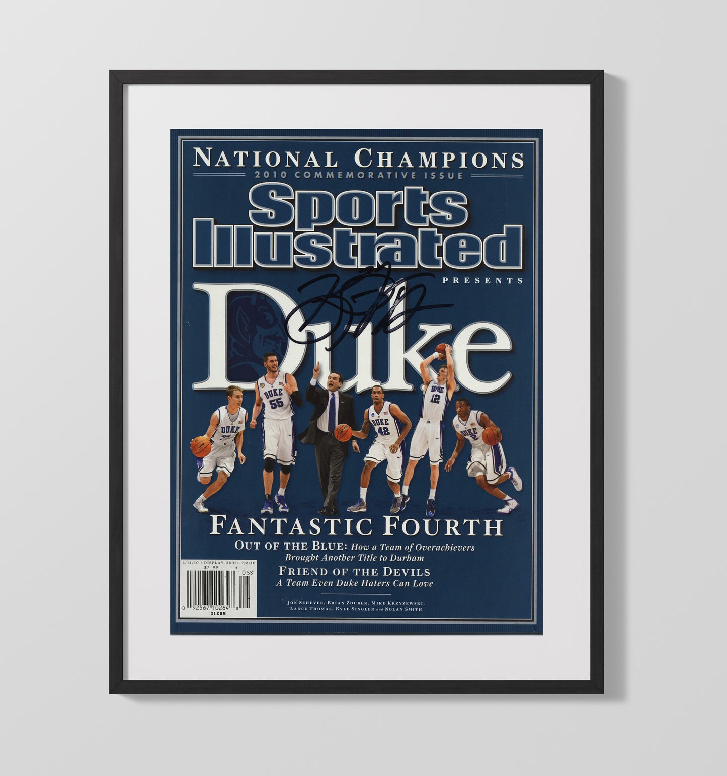 Duke Basketball Jon Scheyer Blue Devils National Championship Fantastic Fourth 2010 SI College Basketball Wall Art 16x20 Gallery Frame college basketball wall art print