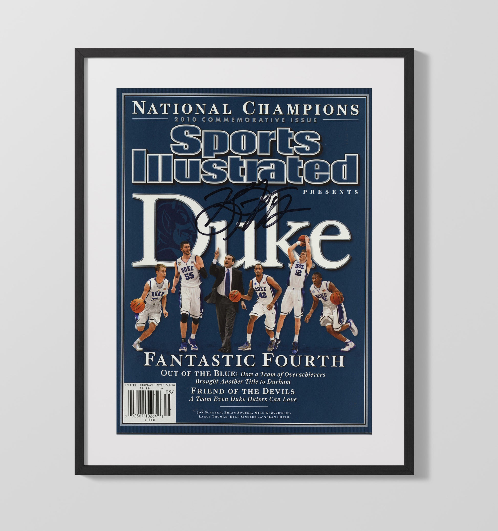 Duke Basketball Jon Scheyer Blue Devils National Championship Fantastic Fourth 2010 SI College Basketball Wall Art 16x20 Gallery Frame college basketball wall art print