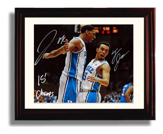 Duke Basketball Okafor and Tyus Jones 2015 Champions Celebration College Basketball Wall Art 8x10 Beveled Frame college basketball wall art print