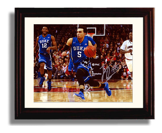 Duke Basketball Tyus Jones 2015 Title Moment College Basketball Wall Art 8x10 Beveled Frame college basketball wall art print