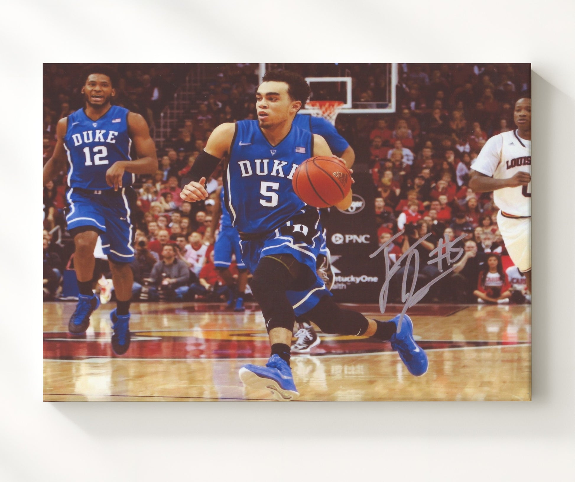 Duke Basketball Tyus Jones 2015 Title Moment College Basketball Wall Art 20x24 Canvas college basketball wall art print