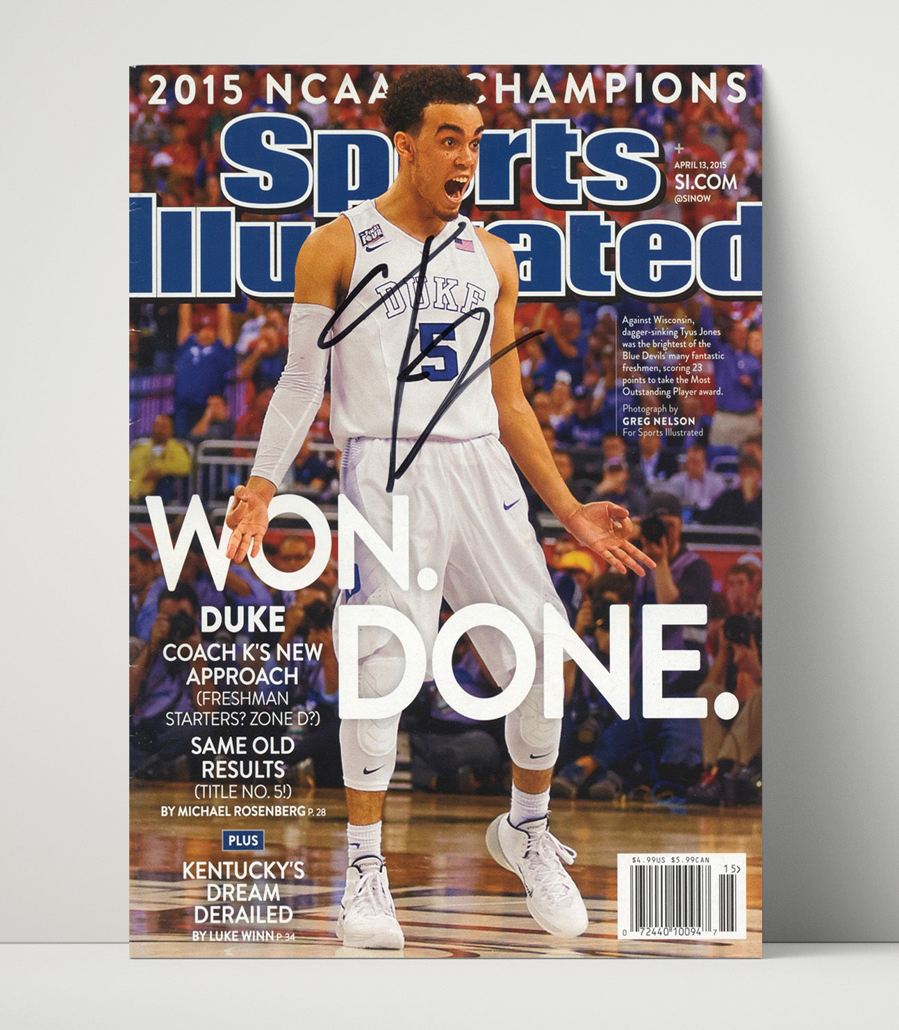 Duke Basketball Tyus Jones Blue Devil Title Roar 2015 SI Cover College Basketball Wall Art 16x20 Unframed Print college basketball wall art print