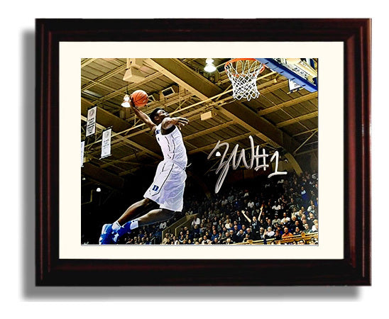 Duke Basketball Zion Williamson Explosive Dunk College Basketball Wall Art 8x10 Beveled Frame college basketball wall art print