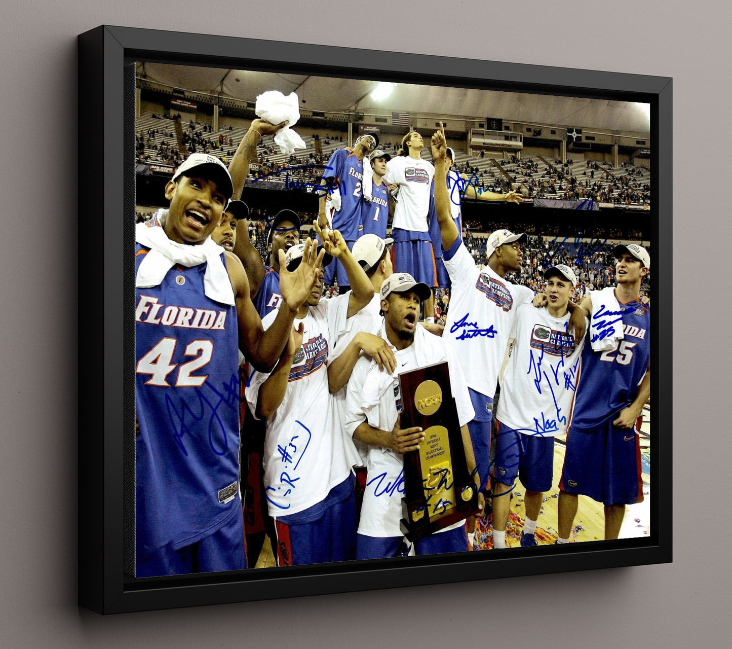 Florida Basketball Back to Back Championship Dynasty Celebration College Basketball Wall Art 16x20 Framed Canvas college basketball wall art print