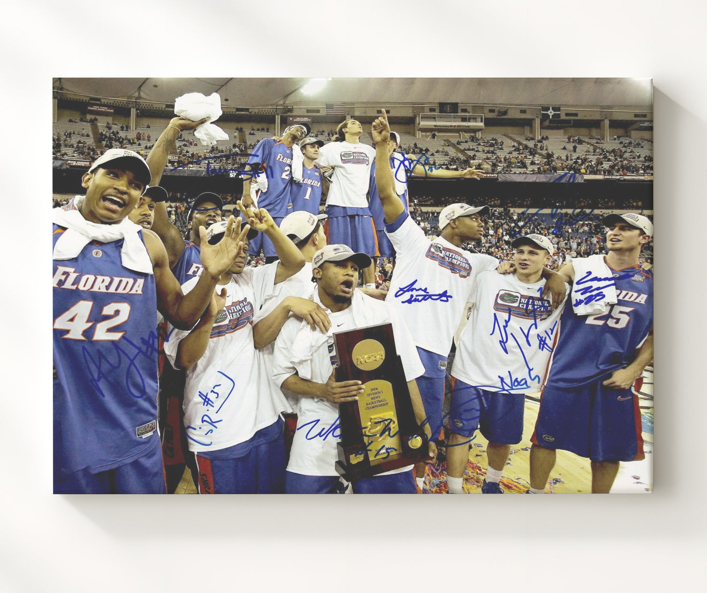 Florida Basketball Back to Back Championship Dynasty Celebration College Basketball Wall Art 20x24 Canvas college basketball wall art print