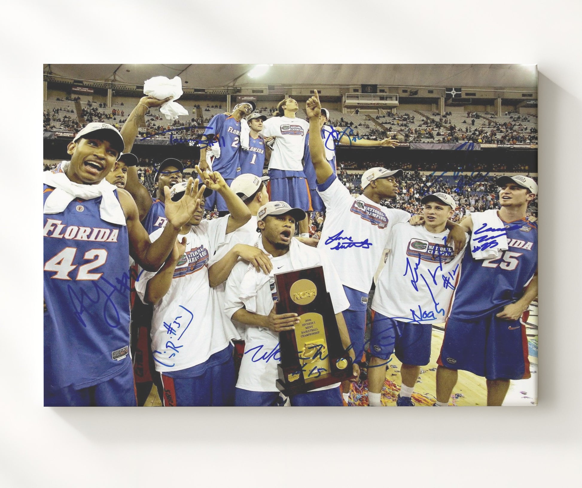 Florida Basketball Back to Back Championship Dynasty Celebration College Basketball Wall Art 20x24 Canvas college basketball wall art print
