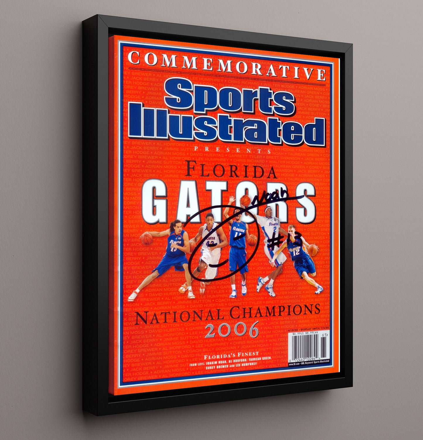 Florida Basketball Joakim Noah Explosive Finish College Basketball Wall Art 16x20 Framed Canvas college basketball wall art print