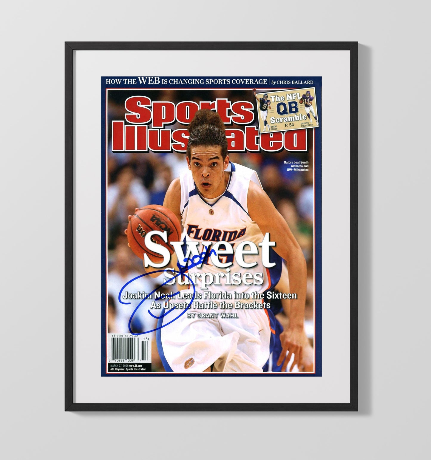 Florida Basketball Joakim Noah Sweet Surprises SI Cover College Basketball Wall Art 16x20 Gallery Frame college basketball wall art print