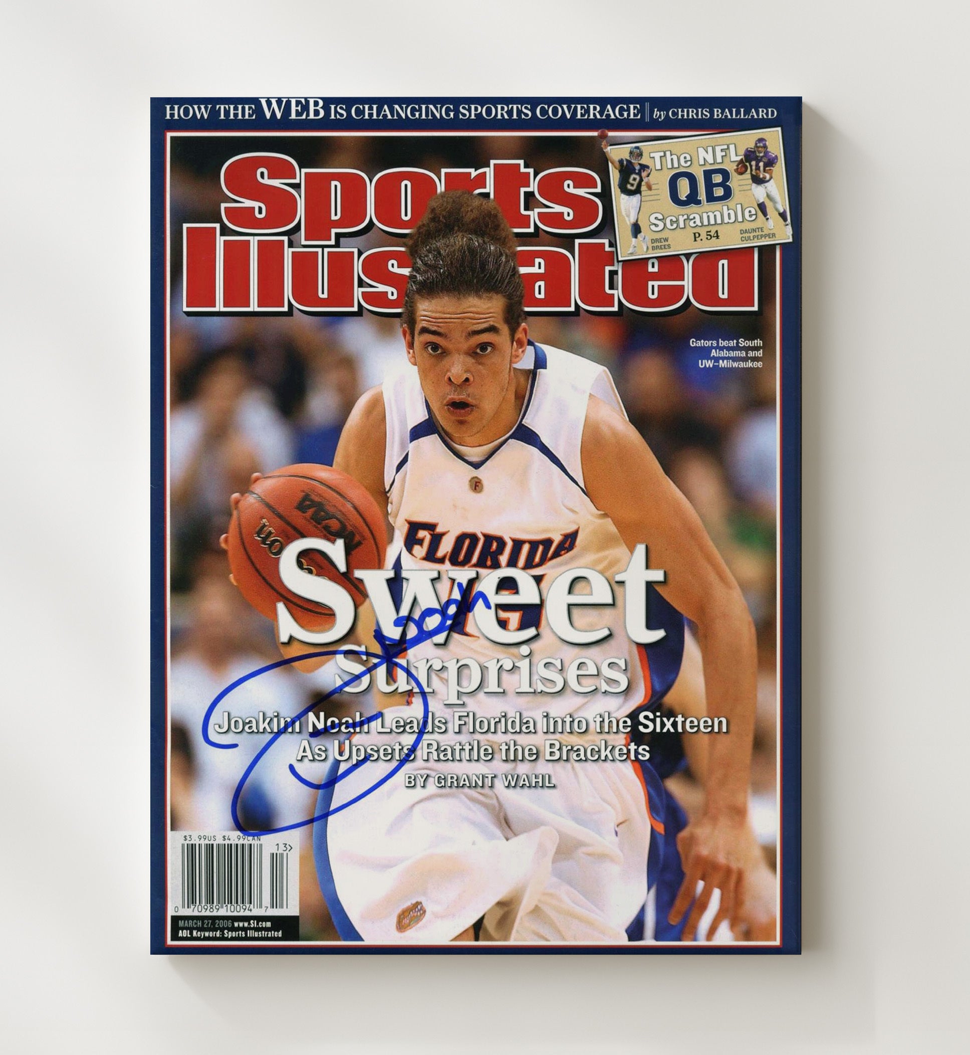 Florida Basketball Joakim Noah Sweet Surprises SI Cover College Basketball Wall Art 20x24 Canvas college basketball wall art print