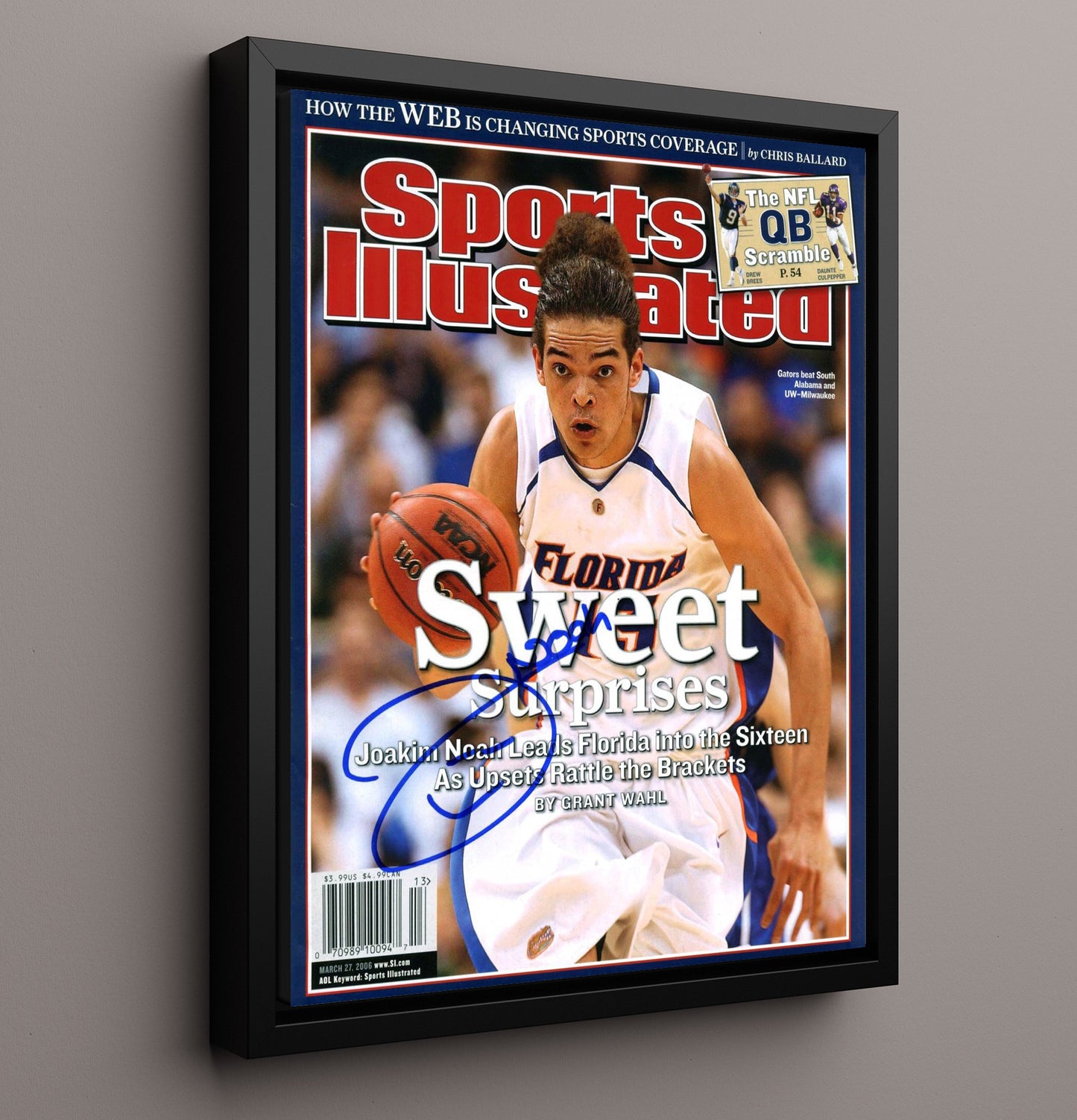 Florida Basketball Joakim Noah Sweet Surprises SI Cover College Basketball Wall Art 16x20 Framed Canvas college basketball wall art print