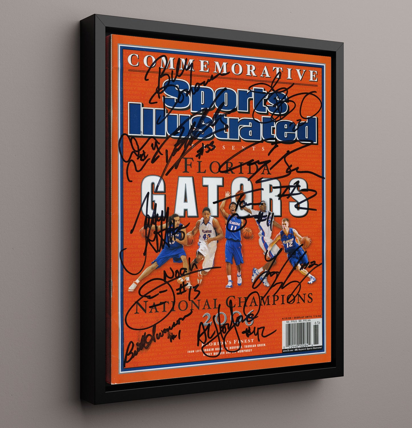 Florida Basketball National Champions Team Signed Commemorative 2006 SI College Basketball Wall Art 16x20 Framed Canvas college basketball wall art print