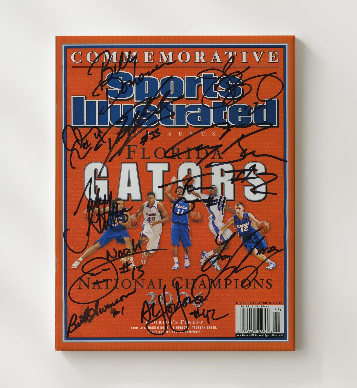 Florida Basketball National Champions Team Signed Commemorative 2006 SI College Basketball Wall Art 20x24 Canvas college basketball wall art print