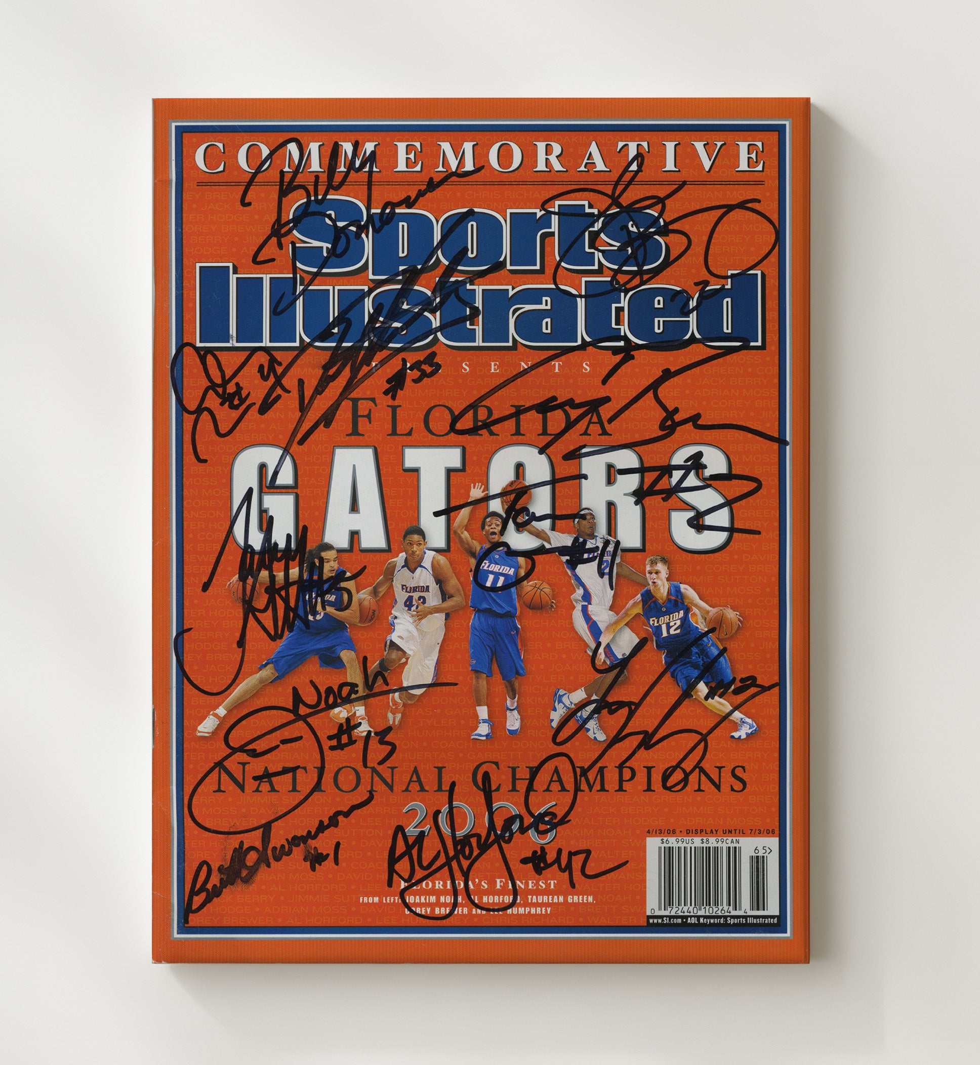 Florida Basketball National Champions Team Signed Commemorative 2006 SI College Basketball Wall Art 20x24 Canvas college basketball wall art print