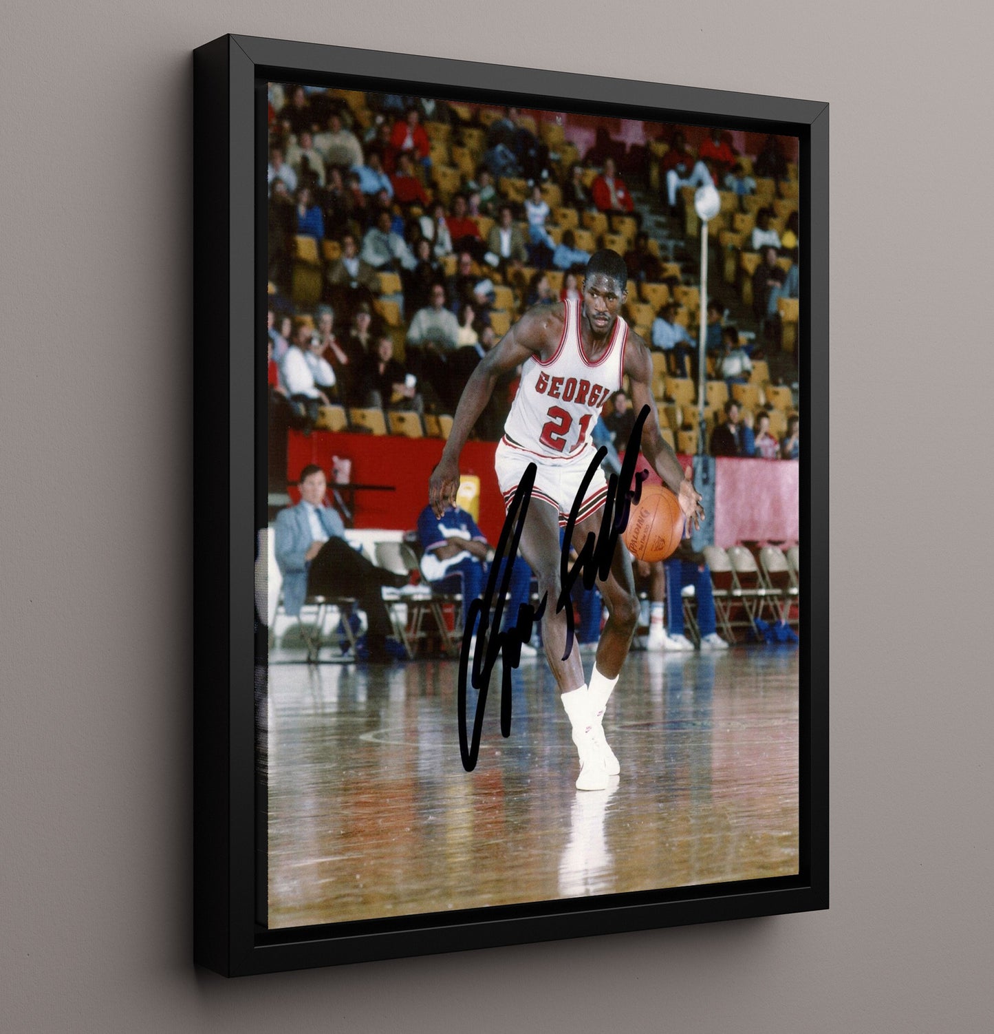 Georgia Basketball Dominique Wilkins Court Drive College Basketball Wall Art 16x20 Framed Canvas college basketball wall art print