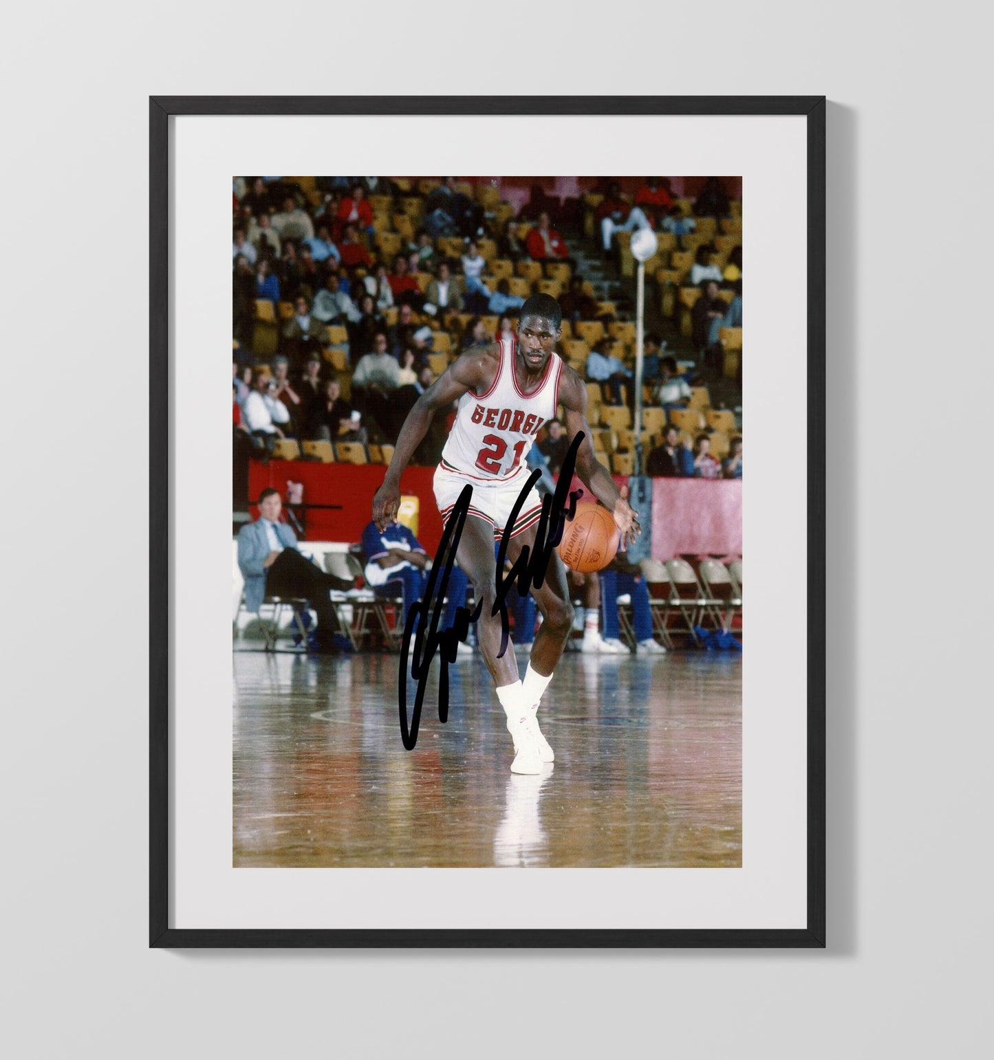 Georgia Basketball Dominique Wilkins Court Drive College Basketball Wall Art 16x20 Gallery Frame college basketball wall art print
