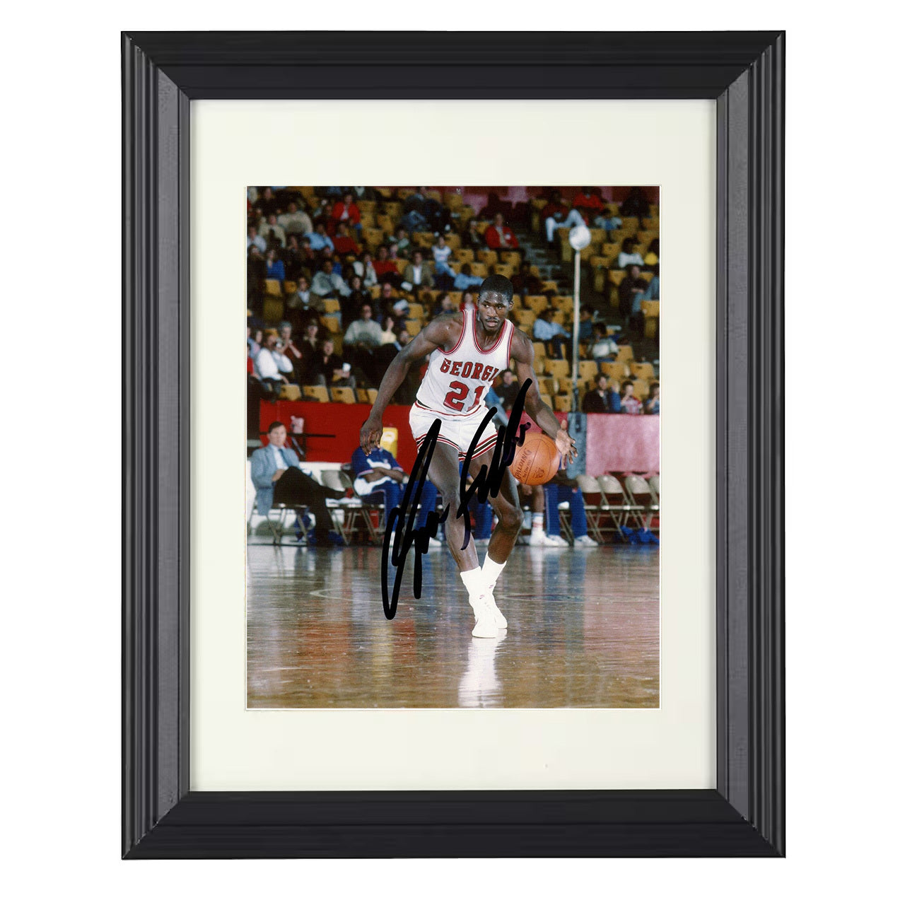 Georgia – Dominique Wilkins Court Drive – 8x10 black beveled framed college basketball wall art