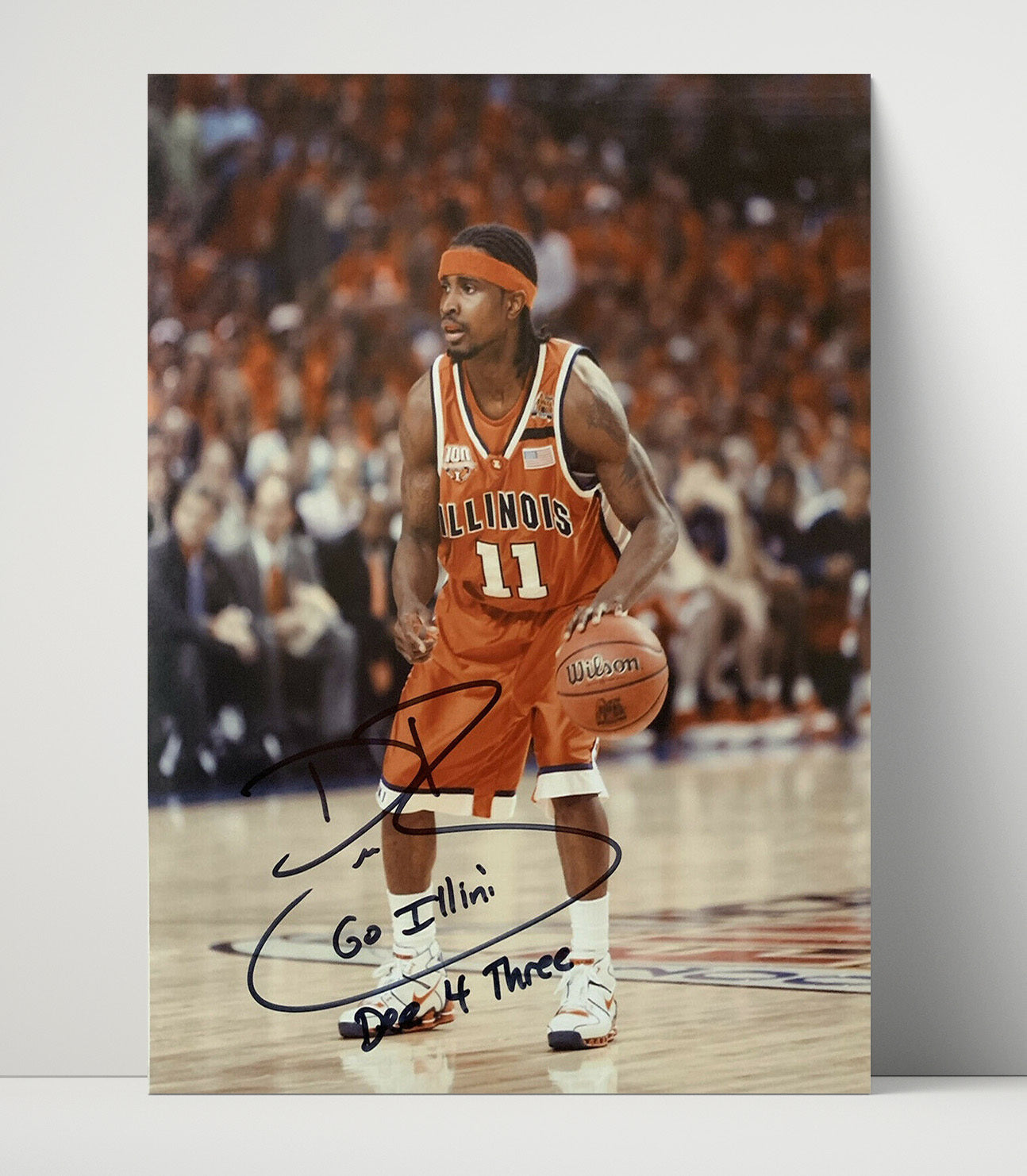 Illinois Basketball Dee Brown Three Point Set College Basketball Wall Art 16x20 Unframed Print college basketball wall art print