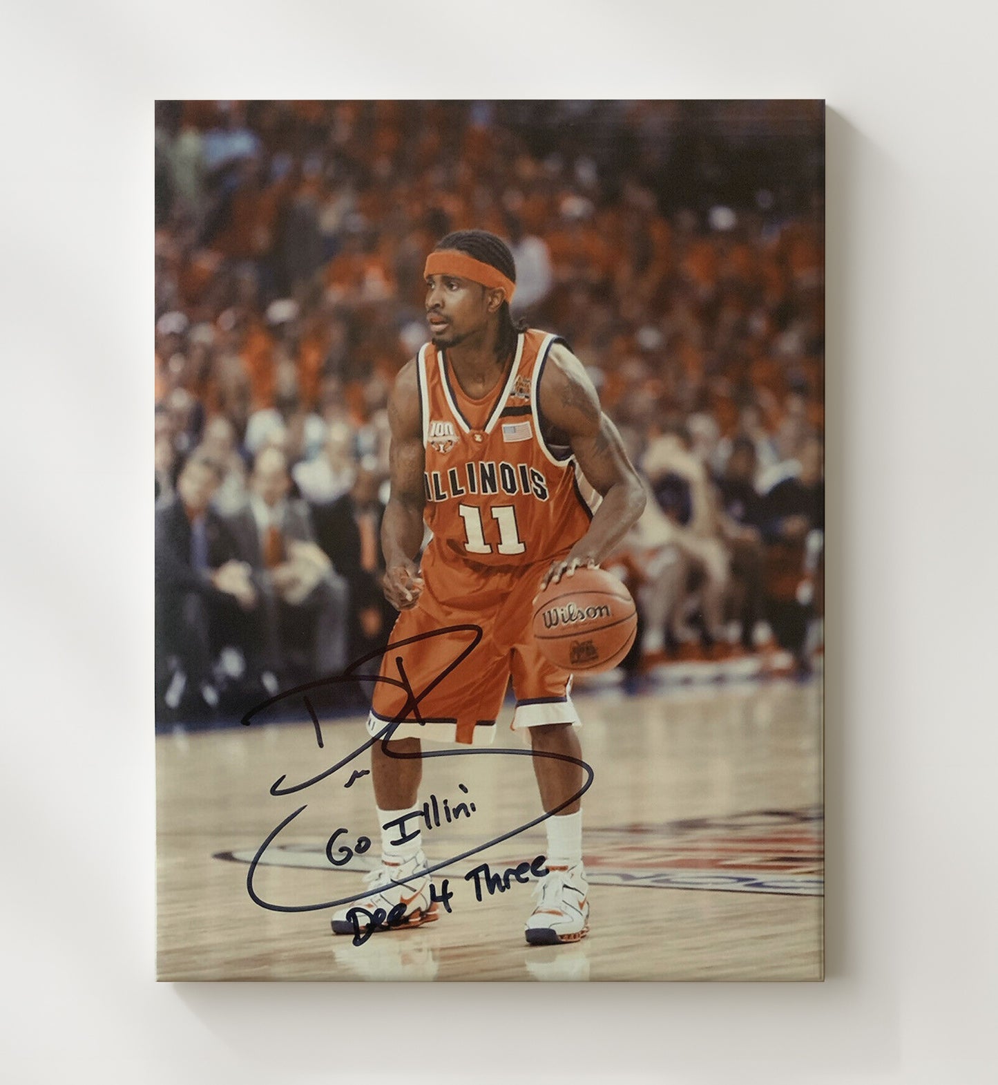 Illinois Basketball Dee Brown Three Point Set College Basketball Wall Art 20x24 Canvas college basketball wall art print
