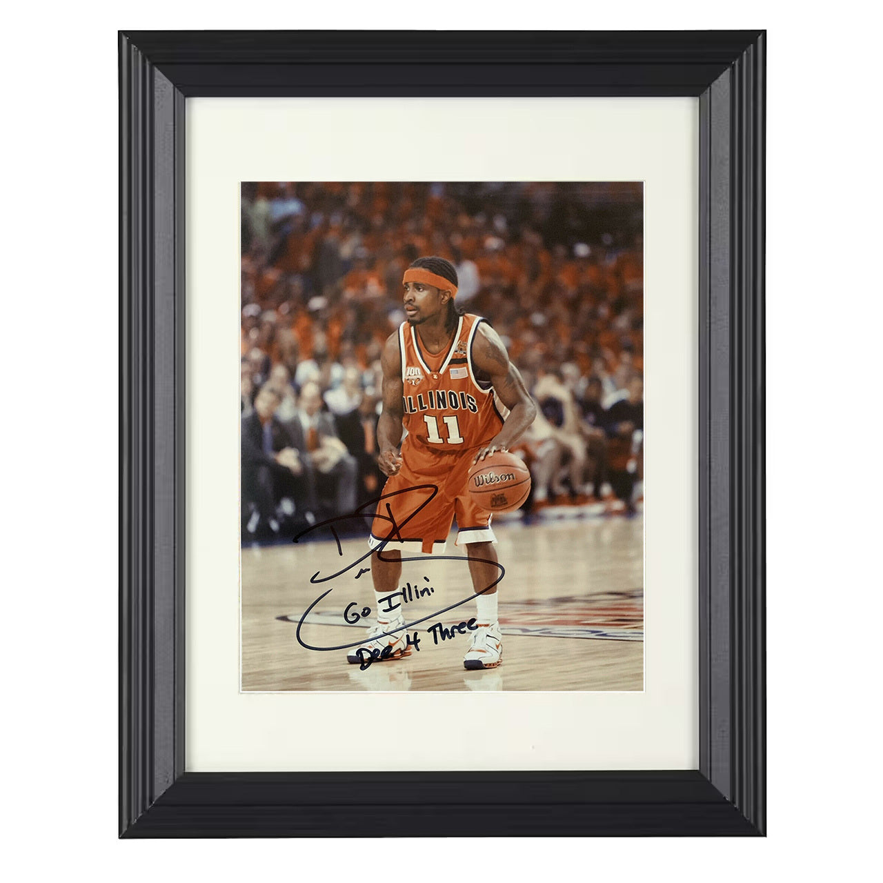 Illinois – Dee Brown Three Point Set – 8x10 black beveled framed college basketball wall art